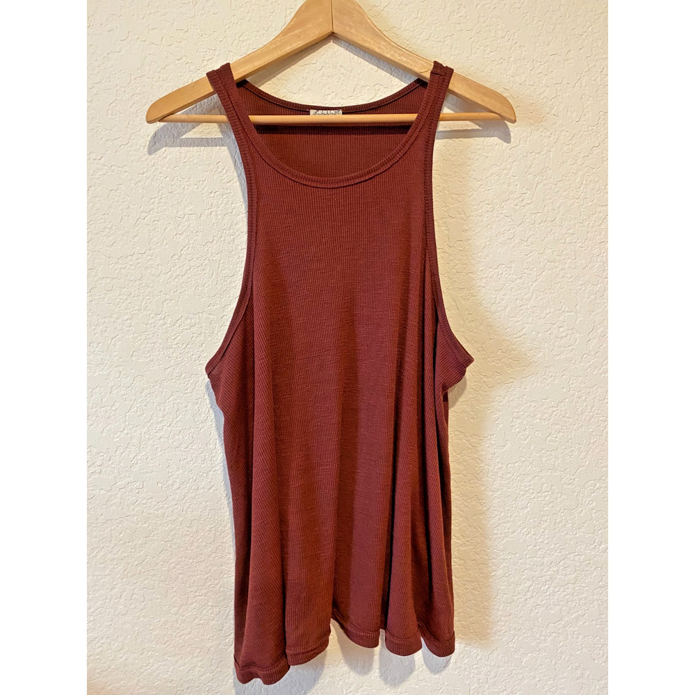Intimately Free People Ribbed Knit Tank‎ Top Rust Brown Size L Boho Western